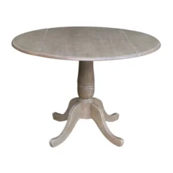 Nathaniel Round Dual Drop Leaf Pedestal Table Gray Taupe - International Concepts -HOMCOM Sales Store GUEST 765b7806 9f3a 4d6f 8330 4b3098e50200