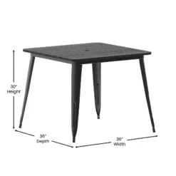 Flash Furniture Declan Commercial Indoor/Outdoor Dining Table With Umbrella Hole, 36" Square All Weather Poly Resin Top And Steel Base -HOMCOM Sales Store GUEST 767b5b67 94bd 4020 9aa0 515a89c231c0