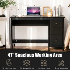 Computer Desk Study Writing Desk Home Office Workstation With 3 Drawers WhiteBlack -HOMCOM Sales Store GUEST 77f7a815 7fde 42ba b3f9 d61b57a76254