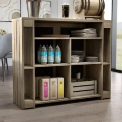 47.2" Geisert Farmhouse 9 Shelf Bar Table Weathered Oak - MiBasics -HOMCOM Sales Store GUEST 788a5fb5 48f3 4a4e 8b3e f2c1adc2adf2