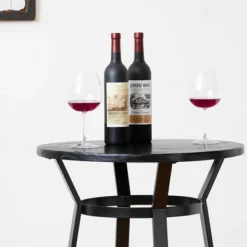 Steel Bar Table With Solid Elm Wood Top - Glitzhome -HOMCOM Sales Store GUEST 790eef59 8cf3 4179 b237 3ebb2e1d2476