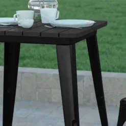 Emma And Oliver Indoor/Outdoor Dining Table, 23.75" Square All Weather Poly Resin Top With Steel Base -HOMCOM Sales Store GUEST 79a45f3c ebeb 4a2b b345 f87c449b3242