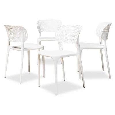 4pc Rae Plastic Stackable Dining Chair Set - Baxton Studio 12 4pc Rae Plastic Stackable Dining Chair Set - Baxton Studio - Image 10