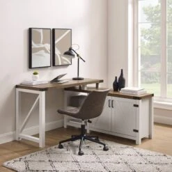 Farmhouse Rustic L Shaped Desk With Storage - Saracina Home -HOMCOM Sales Store GUEST 7ac8ccdc 28cc 432d 8e71 4f0bbde4f47b