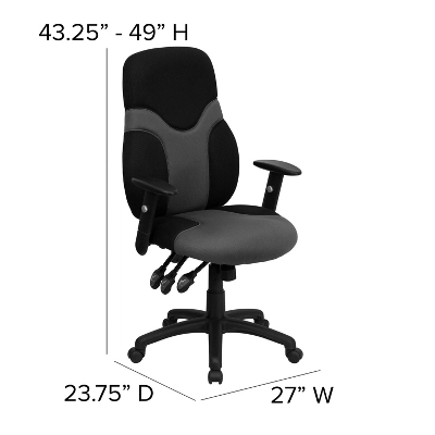 Emma And Oliver High Back Ergonomic Black/Gray Mesh Swivel Task Office Chair W/ Adjustable Arms 5 Emma And Oliver High Back Ergonomic Black/Gray Mesh Swivel Task Office Chair W/ Adjustable Arms - Image 3