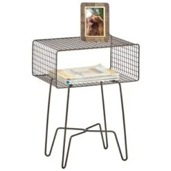 MDesign Modern Farmhouse Home Decor End Table, Wire Grid Storage Shelf -HOMCOM Sales Store GUEST 7d52bb61 cbbf 48b6 952e b12ff757d9c1