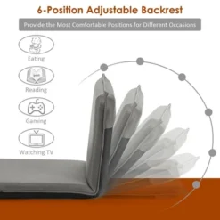 Costway Adjustable 6-Position Floor Chair Padded Folding Lazy Sofa Chair Grey -HOMCOM Sales Store GUEST 7ffb4110 e201 44f9 a9e2 44212f232436