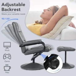 Costway 360° Swivel Recliner Chair PVC Leather Lounge Accent Armchair W/ Ottoman BrownBlackGrey -HOMCOM Sales Store GUEST 80a67e0c 4c3a 4cd6 9c10 b86129585875