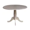 Nathaniel Round Dual Drop Leaf Pedestal Table Gray Taupe - International Concepts