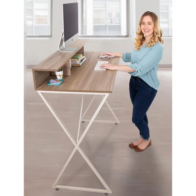 Joy Standing Desk 48” Stand-up Workstation With Cubbies – Wood Grain Finish – Stand Steady 7 Joy Standing Desk 48” Stand-up Workstation With Cubbies – Wood Grain Finish – Stand Steady - Image 5