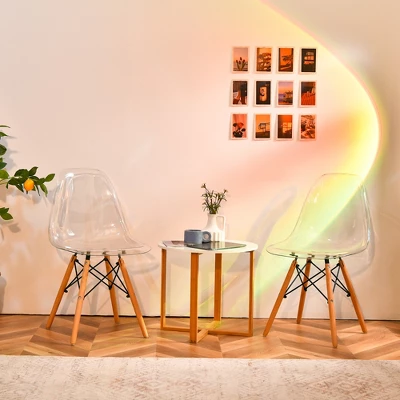 Set Of 4 Dining Chairs Modern Plastic Shell Side Chair W/ Clear Seat & Wood Legs 11 Set Of 4 Dining Chairs Modern Plastic Shell Side Chair W/ Clear Seat & Wood Legs - Image 9