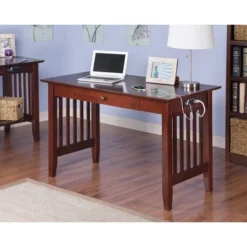 Mission Wood Writing Desk With Drawers And USB Walnut - AFI -HOMCOM Sales Store GUEST 84bb3a1c f224 4f83 bb63 967cd50f1962
