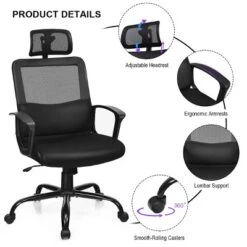 Costway Mesh Office Chair High Back Ergonomic Swivel Chair W/ Lumbar Support & Headrest -HOMCOM Sales Store GUEST 84e06062 233c 40d7 920e 208fa31f51d3