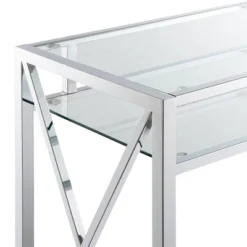 42" Oxford Chrome Desk With Shelf Clear Glass/Chrome - Breighton Home -HOMCOM Sales Store GUEST 84fb5292 c935 4c4a aeee 03c2d646df4b