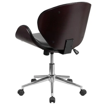 Flash Furniture Mid-Back Wood Conference Office Chair With LeatherSoft Seat 4 Flash Furniture Mid-Back Wood Conference Office Chair With LeatherSoft Seat - Image 2