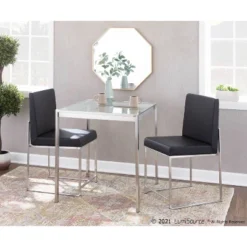 32" Fuji Square Dining Table Glass/Steel Clear - LumiSource -HOMCOM Sales Store GUEST 855dbed0 9071 4adb 87f3 b7b71eecf45b