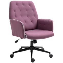 Vinsetto Modern Mid-Back Tufted Velvet Fabric Home Office Desk Chair With Adjustable Height, Swivel Adjustable Task Chair With Padded Armrests, Purple -HOMCOM Sales Store GUEST 87b06d41 e092 4c9d b1bd cdd11fbcb63b