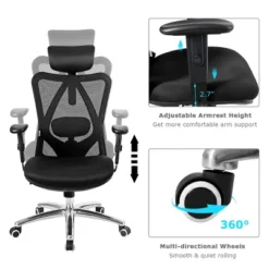 High Back Mesh Office Chair Adjustable Lumbar Support&Headrest Home Study Black -HOMCOM Sales Store GUEST 8892bf8f b70c 4b12 b90e bbc24ea9da1c