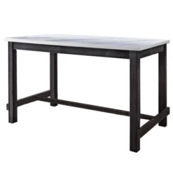 60" Yelena Dining Table Marble/Weathered Espresso - Acme Furniture