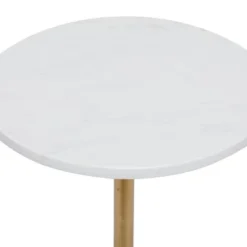 Contemporary Metal And Marble Pedestal Accent Table Gold - Olivia & May -HOMCOM Sales Store GUEST 898e7021 031b 40e7 acd8 409f6dd95e45