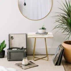 Marta Barragan Camarasa Marbling Mountains Side Table Gold - Deny Designs -HOMCOM Sales Store GUEST 8a223b24 ee6f 4c2b ae65 e54eefe97a6c