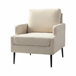 Leandes Mid-century Armchair With Tapered Metal Legs For Living Room And Bedroom | KARAT HOME -HOMCOM Sales Store GUEST 8ab9e267 bda4 42f7 a1e1 954eb3c7df0a