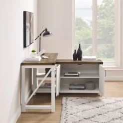 Farmhouse Rustic L Shaped Desk With Storage - Saracina Home -HOMCOM Sales Store GUEST 8af120a3 28f2 4d02 93e8 bf358c29e2e9