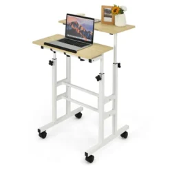 Costway Mobile Standing Desk Rolling Adjustable Laptop Cart Home Office WalnutNatural 22 Costway Mobile Standing Desk Rolling Adjustable Laptop Cart Home Office WalnutNatural -HOMCOM Sales Store GUEST 8cc6bd80 7654 4e4a 9f2a 05005c8d99a7
