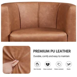 Yaheetech Faux Leather Upholstered Accent Chair Barrel Chairs Brown -HOMCOM Sales Store GUEST 8d27f967 143e 44c7 abc8 9d89482fcfaa