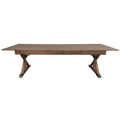 Flash Furniture HERCULES 9' X 40" Rectangular Solid Pine Folding Farm Table With X Legs 5 Flash Furniture HERCULES 9' X 40" Rectangular Solid Pine Folding Farm Table With X Legs - Image 3