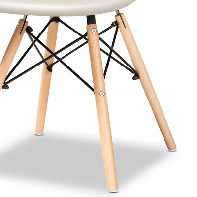 4pc Galen Plastic And Wood Dining Chair Set - Baxton Studio 5 4pc Galen Plastic And Wood Dining Chair Set - Baxton Studio - Image 3