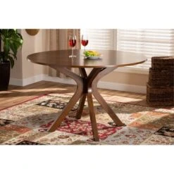 48" Kenji Wide Round Wood Dining Table Walnut - Baxton Studio -HOMCOM Sales Store GUEST 8e85b374 8f5f 4b5d 8511 b0492cc72dc6