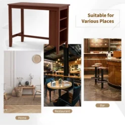 Costway Counter Height Pub Table Bar Table W/ Rubber Wood Legs & Storage Shelves -HOMCOM Sales Store GUEST 905b9204 c7b8 413b 8d8d c9d2069292d5
