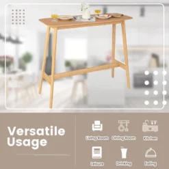 Costway Bamboo Bar Table 48'' High Top Console Dining Pub Table For Narrow Space Natural -HOMCOM Sales Store GUEST 905ef586 7fa4 4946 b327 2ba73e912e6d