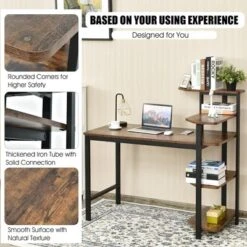 Costway Computer Desk Writing Study Table With Storage Shelves Home Office Rustic Brown 17 Costway Computer Desk Writing Study Table With Storage Shelves Home Office Rustic Brown -HOMCOM Sales Store GUEST 939ff14a 9ccb 4776 a17f cd623913b85f