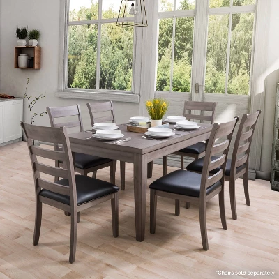 New York Wood Dining Table Washed Gray - CorLiving 6 New York Wood Dining Table Washed Gray - CorLiving - Image 4