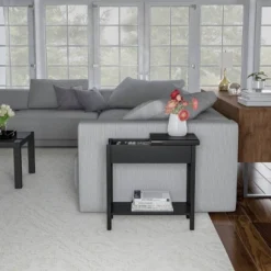 Flip Top End Table With Storage Compartment And Lower Shelf Matte Black - Yorkshire Home -HOMCOM Sales Store GUEST 94835e22 6f3b 4490 b180 882bf49390ae