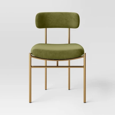 Orion Luxe Dining Chair With Brass Legs Olive Green Velvet - Threshold™ 4 Orion Luxe Dining Chair With Brass Legs Olive Green Velvet - Threshold™ - Image 2