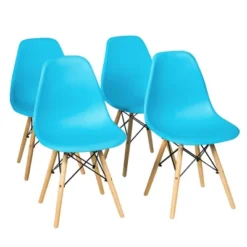 Costway Set Of 4 Modern Dining Side Chair Armless Home Office W/ Wood Legs White/Black/Blue -HOMCOM Sales Store GUEST 96b15446 1ea7 4311 ace1 9cba424fe723