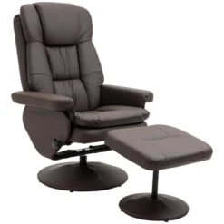 HOMCOM Recliner And Ottoman With Wrapped Base, Swivel PU Leather Reclining Chair With Footrest For Living Room, Bedroom And Office -HOMCOM Sales Store GUEST 98221184 700b 464b 85ae c3f5099e772a