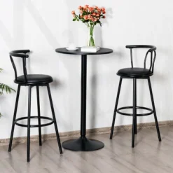 Costway 24" Round Pub Table Bistro Bar Height Cocktail Table W/Metal Base Indoor Black -HOMCOM Sales Store GUEST 9846f582 8d4e 4c9a 9a51 72ac9e9f5120