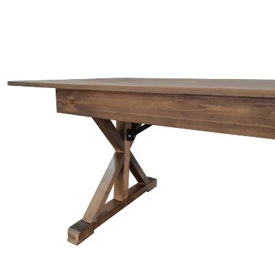 Flash Furniture HERCULES 9' X 40" Rectangular Solid Pine Folding Farm Table With X Legs 12 Flash Furniture HERCULES 9' X 40" Rectangular Solid Pine Folding Farm Table With X Legs - Image 10