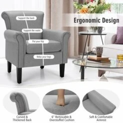 Costway Set Of 2 Upholstered Fabric Accent Chairs W/ Rubber Wood Legs Dark GrayLight Gray -HOMCOM Sales Store GUEST 99719517 a22f 4c60 91a2 b71845bcdfd3