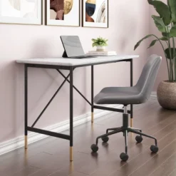 Bandon MDF Desk Steel White - ZM Home -HOMCOM Sales Store GUEST 9a27558e c2b3 4442 a4d4 697865b5b024