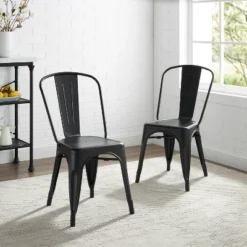 Set Of 2 17" Amelia Metal Chair Matte Black - Crosley -HOMCOM Sales Store GUEST 9a2d5845 4d07 4c85 a286 7414b666178d