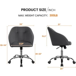 Yaheetech Velvet Desk Chair For Home Office, Soft Height Adjustable 360° Swivel Computer Chair -HOMCOM Sales Store GUEST 9a4aee90 c641 42ab 8f68 6cd211a0e41e