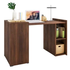 Costway Extendable Computer Desk Reversible Study Writing Desk W/ Mobile Shelves Natural/Brown -HOMCOM Sales Store GUEST 9a6bdb76 f30e 4d0d 9276 534682716d49
