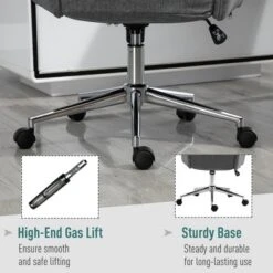 Vinsetto High Back Office Chair Breathable Fabric Computer Home Rocking Seat With Swivel Wheels, And Padded Arms, Gray -HOMCOM Sales Store GUEST 9c96f53e 298d 4296 8940 f70fae01f288