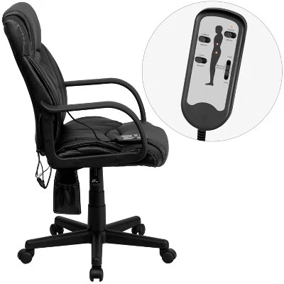 Emma And Oliver Mid-Back Ergonomic Massaging Black LeatherSoft Executive Swivel Office Arm Chair 8 Emma And Oliver Mid-Back Ergonomic Massaging Black LeatherSoft Executive Swivel Office Arm Chair - Image 7