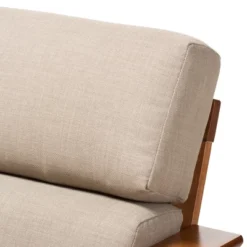 Baxton Studio Larissa Modern Classic Mission Style Cherry Finished Wood And Fabric High Back Cushioned Living Room Dark Beige Cherry -HOMCOM Sales Store GUEST 9f1b4515 022c 465f 8975 cc7abe795d1f